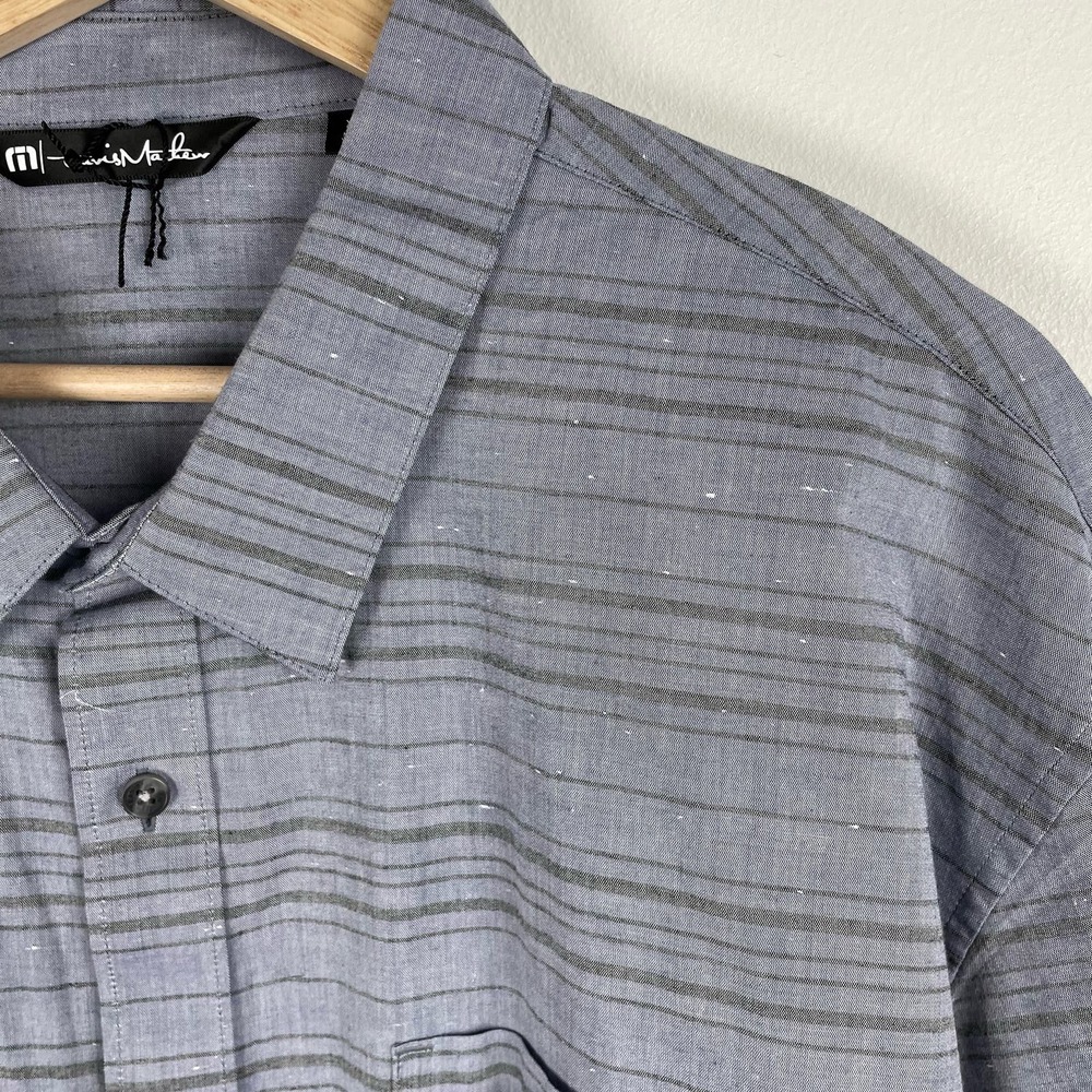 Travis Matthew Blue Stripe Thoreau Button Shirt Mens XXXL Heather Night Shadow - Picture 8 of 10